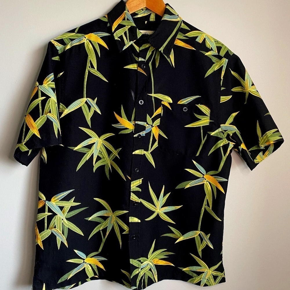 Penmans‎ Vintage Black Tropical Palms Short Sleeve Button Up Shirt Men's Medium